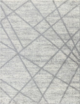 Luxurious Ivory Shag Area Rug - 5'3" x 7' Geometric Polyester for Living Room, Bedroom, High Traffic - Plush 1.18" Pile, Stain Resistant, Pet-Friendly - Made in Turkey