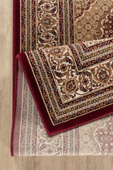 Luxury Red Herati Medallion Polypropylene Runner Rug (2'7" x 9'10") - Machine-Made, Stain-Resistant, Low Pile for High Traffic Areas, Made in Turkey