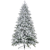 HOMCOM 8ft Snow Flocked Artificial Christmas Tree | 2003 Tips, Hinged Green Pine | Easy Assembly, Flame Retardant | Foldable Metal Stand for Home, Office, Holiday Decor