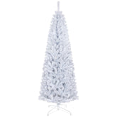 HOMCOM 6ft White Pencil Christmas Tree - Unlit Slim Artificial Douglas Fir with 618 Realistic Tips, Flame-Retardant Plastic, Easy Assembly & Storage for Festive Home Decor