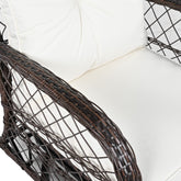 3-Piece Brown Rattan Outdoor Chat Set: 2 Swivel Rocker Chairs & Glass Top Table for Garden Patio Balcony, Weather-Resistant Wicker Seating Group with Cushions