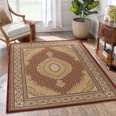 Manchester GC Red 5'3" x 7'3" Area Rug - Luxurious Herati Pattern, Durable Polypropylene, Stain-Resistant, Kid & Pet Friendly, Low Pile for Any Room