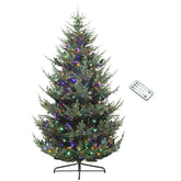 HOMCOM 9ft Nordic Pine Artificial Christmas Tree | 300 Dual Color LED Lights, 1939 Branch Tips, Hinged Green Xmas Tree | Realistic Indoor Holiday Decor, Wide Base
