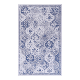 MAVAL 6x9 Blue Washable Rug - Soft Chenille Polyester Area Rug with Non-Slip Backing, Stain-Resistant, Low Pile for Living Room, Dining Room, Bedroom, Hallway, Kitchen