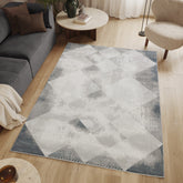Geometrix 7'10" x 10'6" Gray Geometric Area Rug - Modern Polyester, Soft 3D Illusion Pile, Kid & Pet Friendly, Stain Resistant, Made in Turkey, Entryway & Living Room Decor