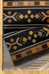 Tribes GC Southwest Black Polypropylene Area Rug 2'7" x 7'3" - Durable, Stain-Resistant Runner for High-Traffic Entryways & Living Rooms, 0.39" Pile Height, Made in Turkey