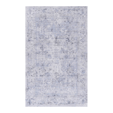 MAVAL Blue Washable Area Rug 3x5 - Soft Chenille Polyester, Blue & Cream Boho Design, Non-Slip, Stain-Resistant, Low Pile for Living Room, Bedroom, Kitchen