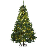 HOMCOM 6ft Prelit Douglas Fir Artificial Christmas Tree - 1000 Tips, 250 Warm White LED Lights, Realistic Green Plastic Branches, Indoor Holiday Decor, Easy Assembly
