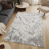 Geometrix GC_DIM1007 7'10" x 10'6" Gray Abstract Area Rug | 100% Polyester Pile, Jute Backing | Modern Boho Glam Style for Living Room, Dining, Entryway | Stain & Pet Friendly, Low Pile for Doorways