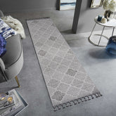 Guros Collection 2'x8' Runner Rug - White/Grey Trellis - Stain-Resistant Polypropylene for Indoor/Outdoor Entryway, Hallway, Living Room, Kitchen, Patio - Durable, Easy Care, Kid & Pet Friendly