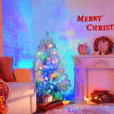 4FT Silver Hinged Artificial Christmas Tree, 150 LED Lights, 400 Branch Tips, Full Holiday Decoration Tree with Metal Stand, Indoor/Outdoor Festive Decor, Warm White & Colored Lights, Easy Assembly