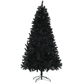 HOMCOM 9ft Black Artificial Christmas Tree, Unlit Xmas Tree with 2132 Branch Tips & Auto Open Design, Flame-Retardant, Steel Base for Home & Office Holiday Decor