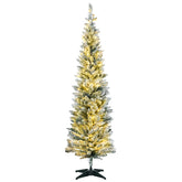 HOMCOM 6ft Slim Noble Fir Artificial Christmas Tree - Pre-Lit 170 Warm White LEDs, 390 Tips, Realistic Green Plastic, Indoor Home Decor
