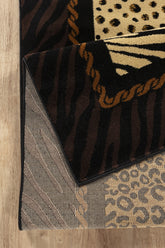 Tribes GC_YLS4012 2'7" x 7'3" Animal Print Runner Rug - Polypropylene, Black Multi, Machine-Made, Farmhouse/Wild Style for Entryway, Living Room, Bedroom, Pet-Friendly, Stain-Resistant, Made in Turkey