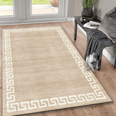 Toucan K5561-5A 5'x7' Washable Non-Slip Area Rug | Durable Polyester Beige Rug for Living Room, Bedroom, Entryway | Low Pile, Pet-Friendly, Easy Care