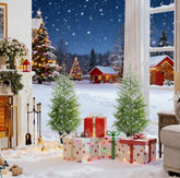 2 Pack 4ft Realistic Norfolk Pine Christmas Trees, Green Artificial Xmas Tree with 133 Molded Tips & Pot Base, Flame-Retardant, Easy Setup for Indoor Living Room & Entryway Decor