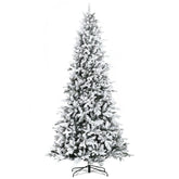 HOMCOM 9ft Snow Flocked Pine Artificial Christmas Tree | 616 Realistic Cedar Branches, Auto Open, Flame Retardant | Green | Home Holiday Decor, Living Room, Indoor Use