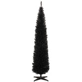 HOMCOM 8ft Black Slim Artificial Pencil Christmas Tree | 618 Realistic Branch Tips | Flame-Retardant Plastic Stand | Easy Assembly & Storage for Festive Home Decor