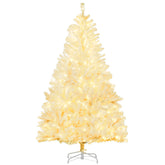 HOMCOM 6ft White Prelit Artificial Christmas Tree: 638 Realistic Branches, 220 Warm White LED Lights, Auto Open for Easy Setup, Flame Retardant Plastic, Perfect for Holiday Home Decor