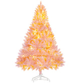 HOMCOM 6ft Pink Douglas Fir Artificial Christmas Tree: 1000 Tips, 250 Warm White LEDs, Realistic Branches, Metal Base - Perfect for Festive Holiday Home Decor