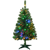 HOMCOM 4ft Prelit Artificial Christmas Tree | Auto-Open Design with 208 Branches & 100 Warm White/Colorful LED Lights | Realistic Green Plastic Tree for Indoor Holiday Decor