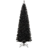 HOMCOM 8ft Black Pencil Christmas Tree - Unlit Slim Douglas Fir Artificial Xmas Tree, Realistic Branches, 1168 Tips, Flame Retardant, Easy Assembly for Home & Office Decor