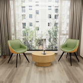 29.5" Modern Round MDF Coffee Table with Storage & 2 Ergonomic PU Dining Chairs - Ring Stripe Design, Black Metal Legs - Ideal for Kitchen, Living Room, Home Office Decor