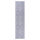 MAVAL Blue Cream Washable Runner Rug - 2'6" x 10' Boho Polyester Chenille - Non-Slip, Stain-Resistant, Low Pile for Hallway, Kitchen, Living Room, Bedroom, Playroom, Turkey