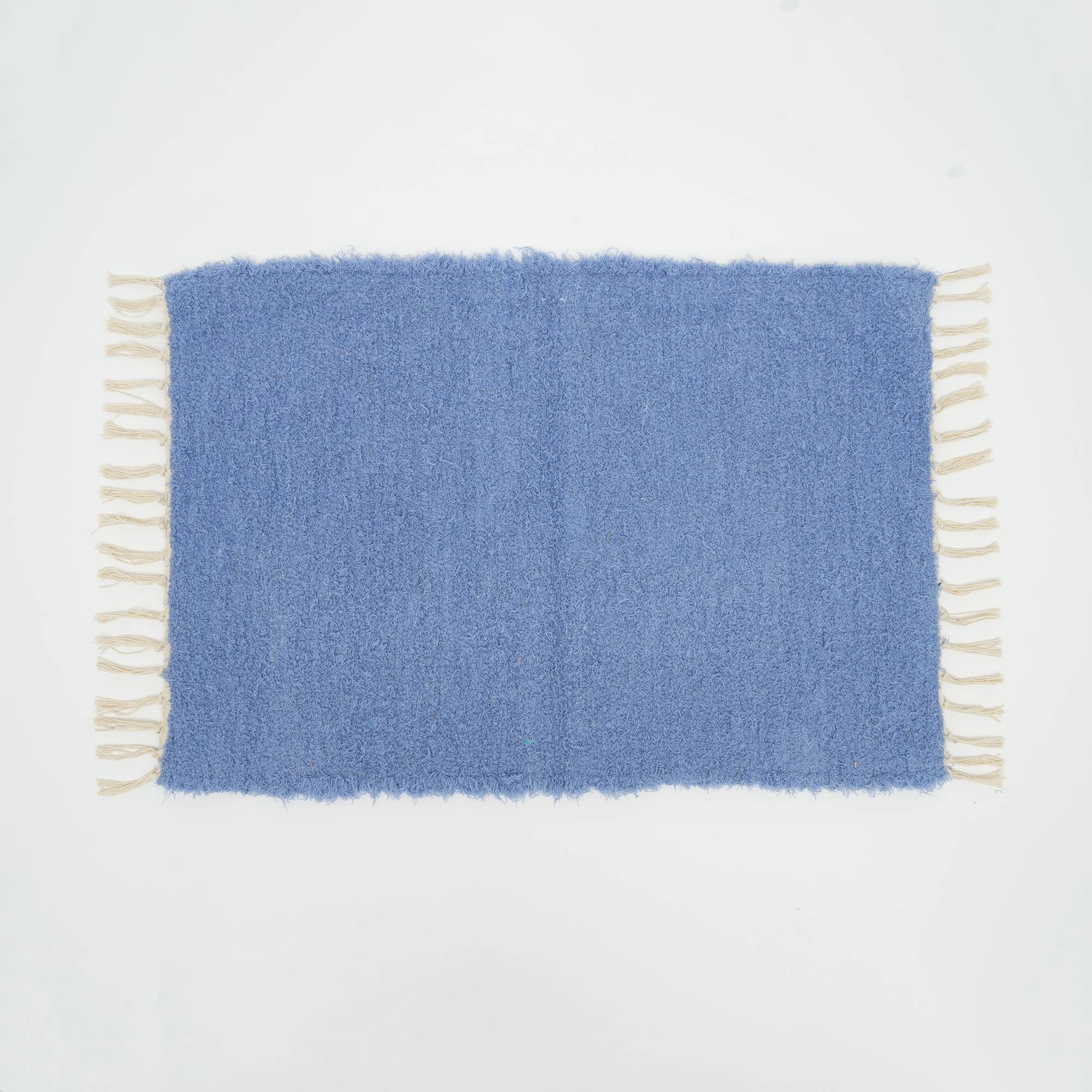 Camelot 36x24" Blue Cotton Blend Scatter Rug - Soft Textured Accent Mat for Living Room, Bedroom, Entryway, Home Decor with Fringed Edges, Durable &amp; Easy Care from India