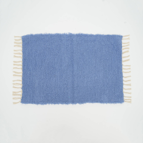 Camelot 36x24" Blue Cotton Blend Scatter Rug - Soft Textured Accent Mat for Living Room, Bedroom, Entryway, Home Decor with Fringed Edges, Durable &amp; Easy Care from India