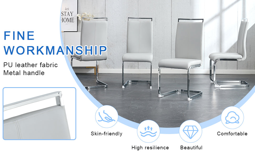 Elegant 8-Seater Dining Set: 71" Clear Tempered Glass Table &amp; 8 Light Gray PU Chairs with Silver Metal Legs for Modern Kitchens &amp; Dining Rooms