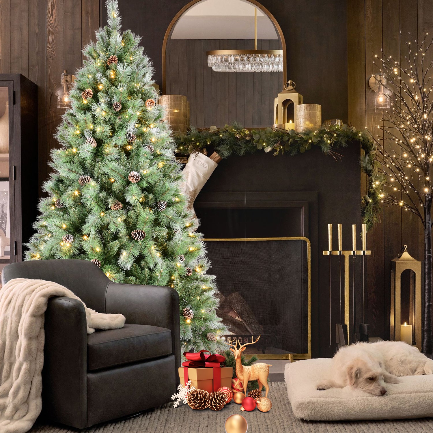 5FT Realistic Green Christmas Tree with 694 Mixed PVC & Hard Needle Tips, 51 Pine Cones, Hinged Design for Easy Setup, Sturdy Metal Stand - Full Holiday Decor for Home, Living Room, Indoor Use