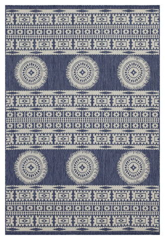 Sunshine Collection 2'7" x 7'3" Blue Polypropylene Indoor/Outdoor Area Rug - Stain Resistant, Durable Flatweave for Entryways & Patios, Easy Clean
