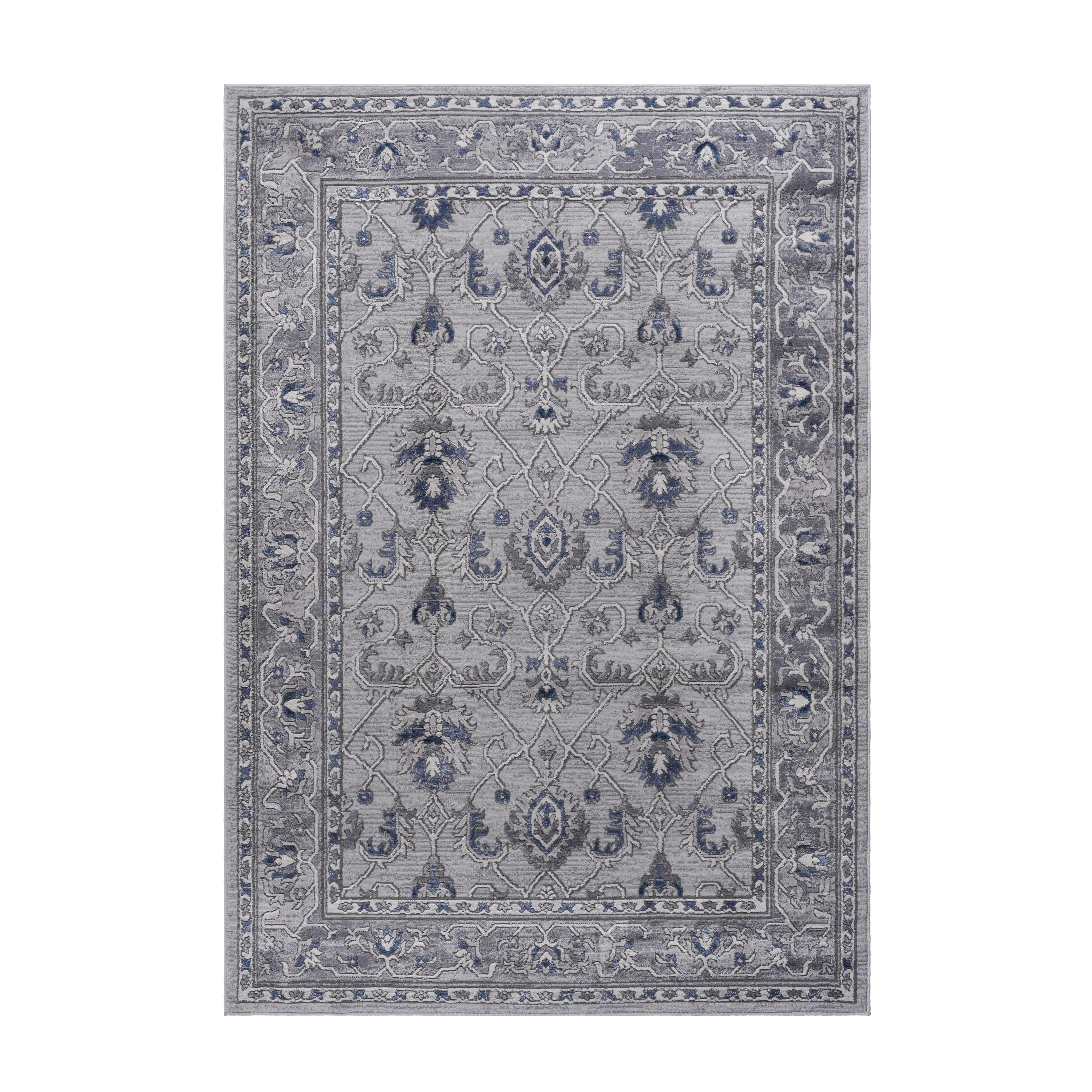 MARFI Collection 6x9 Oriental Area Rug - Stain Resistant, Non-Shedding Polyester in Grey &amp; Blue - Durable, Easy Care for Living Room, Bedroom, Entryway, Home Office