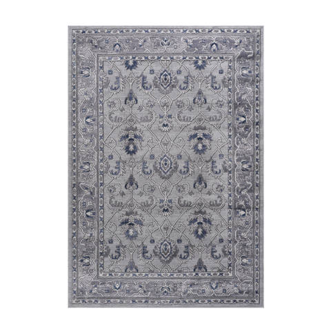 MARFI Collection 6x9 Oriental Area Rug - Stain Resistant, Non-Shedding Polyester in Grey &amp; Blue - Durable, Easy Care for Living Room, Bedroom, Entryway, Home Office