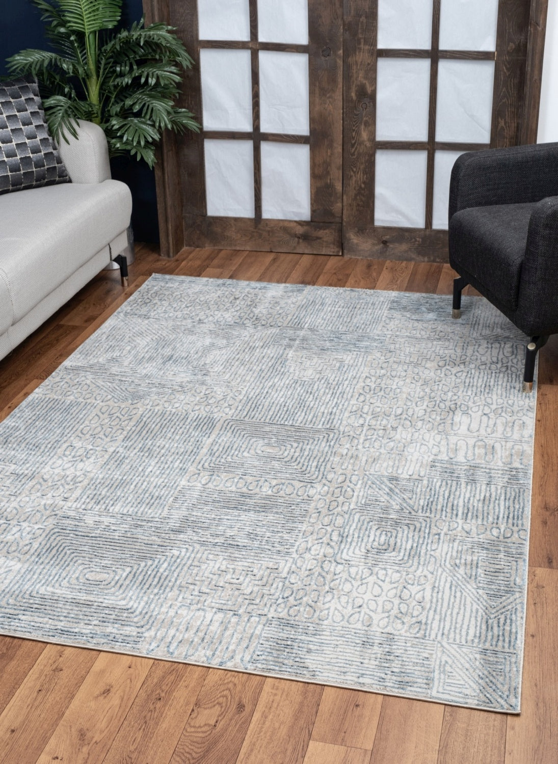 Elegance GC_CNC6009 Blue 2x3 ft Area Rug - 100% Polyester, Soft Pile, Stain-Resistant Accent Rug for Living Room, Entryway, High Traffic Areas, Durable Jute Backing, Made in Turkey