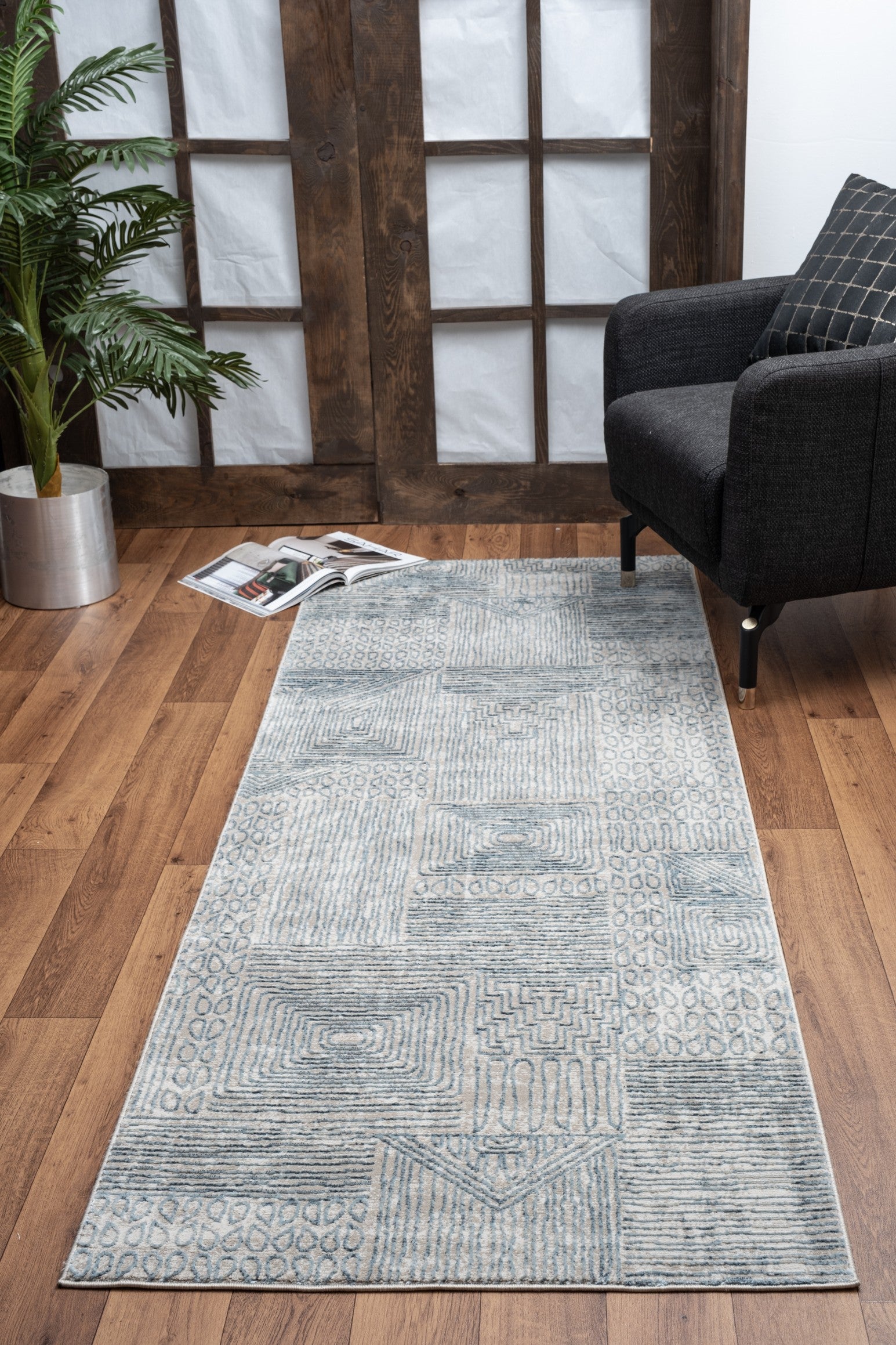 Elegance GC_CNC6009 Blue 2x3 ft Area Rug - 100% Polyester, Soft Pile, Stain-Resistant Accent Rug for Living Room, Entryway, High Traffic Areas, Durable Jute Backing, Made in Turkey