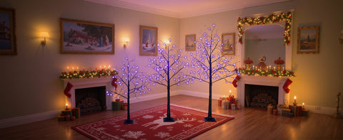 4-6FT Halloween Spooky Tree with 216 Purple LED Lights, Lighted Black Artificial Tree for Indoor Haunted House Decor, Durable Vinyl, Steady Glow