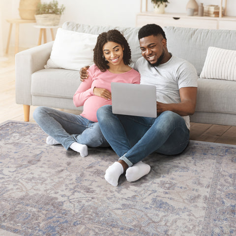 PAYAS Collection 5x7 Traditional Area Rug - Stain-Resistant, Non-Shedding Polyester in Brown/Beige - Durable &amp; Easy Care for Living Room, Bedroom, Entryway