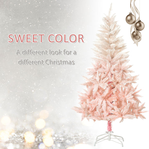 HOMCOM 7ft Pink Unlit Spruce Artificial Christmas Tree: 1000 Realistic Tips, Flame Retardant Plastic, Easy Assembly for Home & Holiday Decor