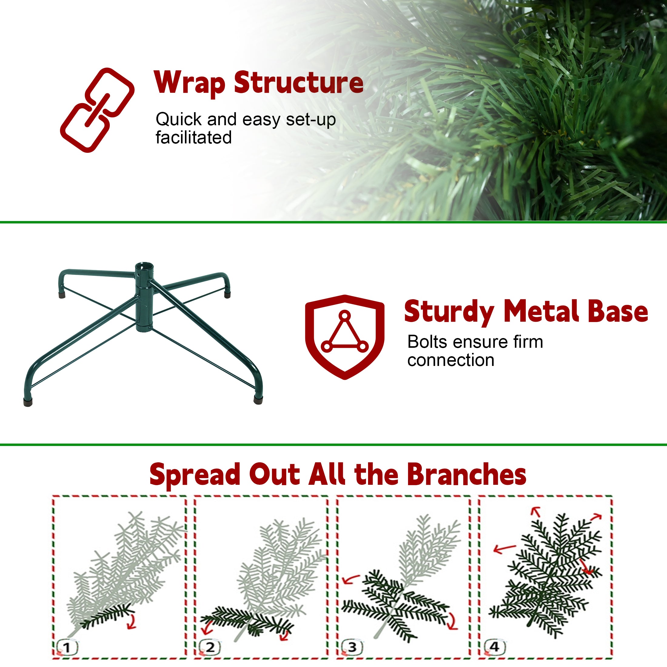 5FT Slim Green Pencil Christmas Tree - Realistic PVC with 263 Tips, Space-Saving Design, Stable Metal Stand for Small Homes, Apartments &amp; Corners
