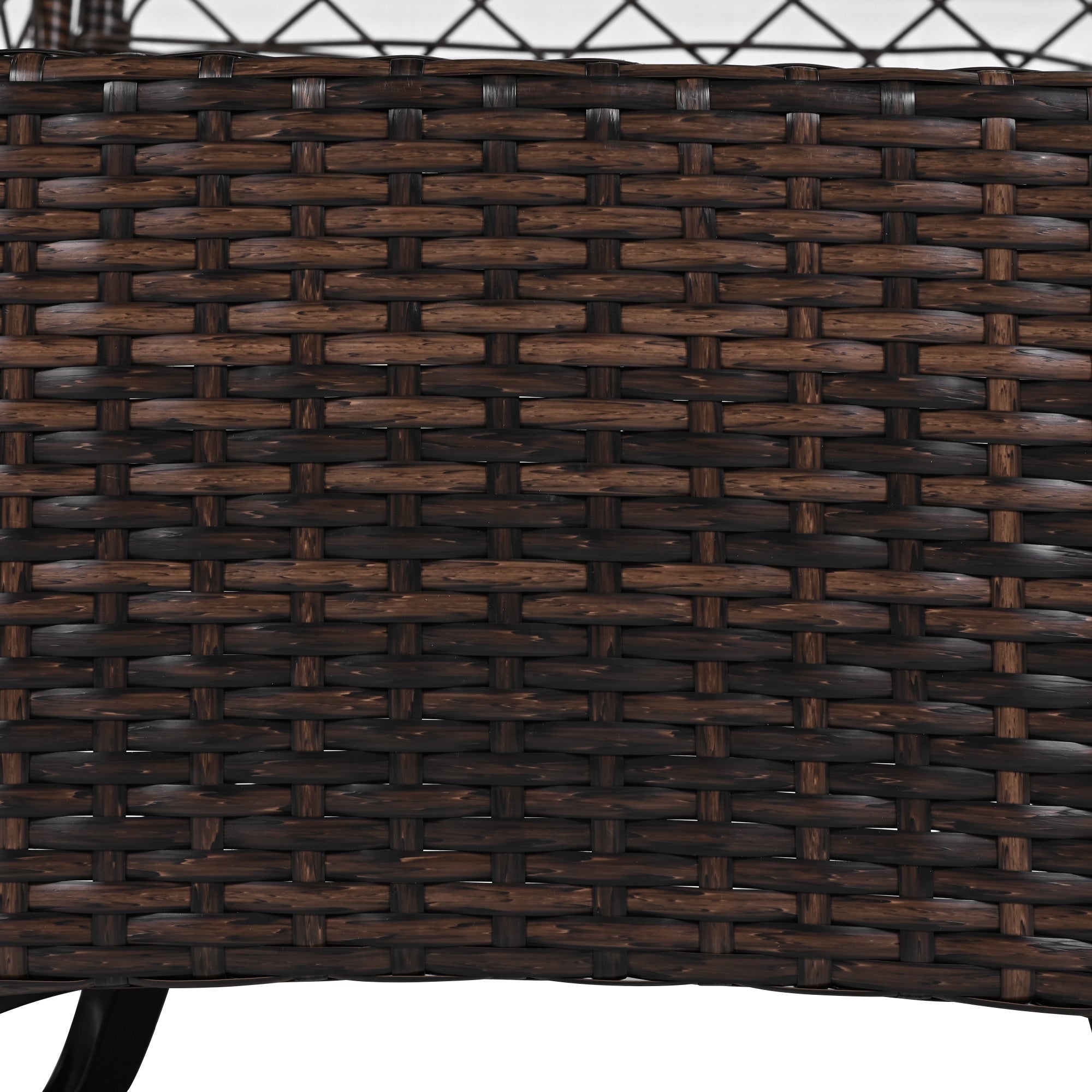 3-Piece Brown Rattan Outdoor Chat Set: 2 Swivel Rocker Chairs &amp; Glass Top Table for Garden Patio Balcony, Weather-Resistant Wicker Seating Group with Cushions