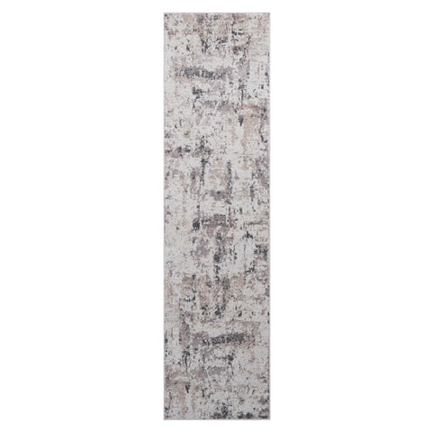 PAYAS Collection 2'x8' Cream & Brown Abstract Runner Rug - Stain-Resistant Polyester, Low Pile, Durable & Soft for Entryway, Hallway, Living Room, Kitchen, Turkey