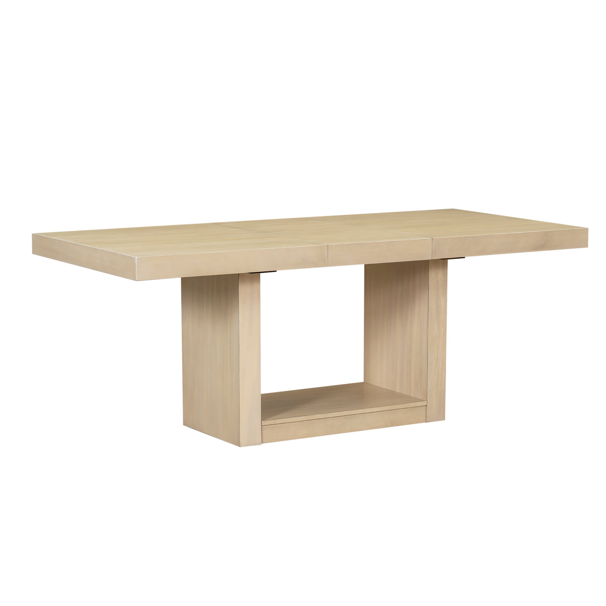 TOPMAX 6-Piece Natural Rubberwood Dining Set: 78" Extendable Pedestal Table w/ 18" Leaf, 4 Upholstered Chairs &amp; Bench for Dining Room, Seats 6