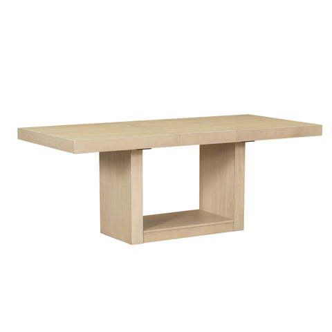 TOPMAX 6-Piece Natural Rubberwood Dining Set: 78" Extendable Pedestal Table w/ 18" Leaf, 4 Upholstered Chairs &amp; Bench for Dining Room, Seats 6