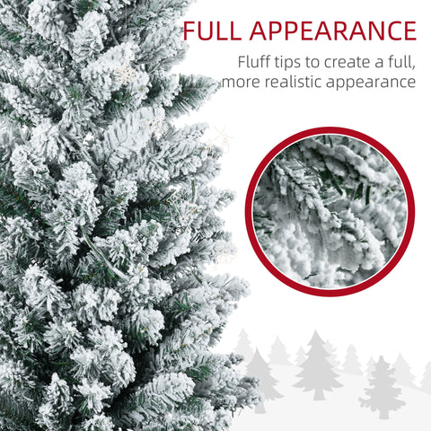 HOMCOM 7' Slim Noble Fir Artificial Christmas Tree | 210 Warm White LED Lights | 499 Tips | Realistic Green Plastic | Indoor Holiday Decor | Easy Setup