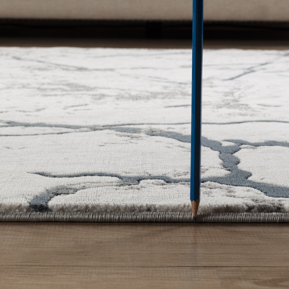 Geometrix GC_DIM1007 Gray 5'3"x7'3" Area Rug - Abstract Polyester Modern Style, Stain Resistant, Kid &amp; Pet Friendly, 0.43" Pile Height, Jute Backing, Made in Turkey