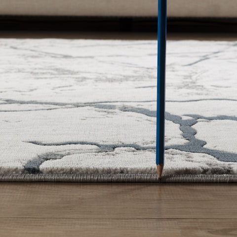 Geometrix GC_DIM1007 Gray 5'3"x7'3" Area Rug - Abstract Polyester Modern Style, Stain Resistant, Kid &amp; Pet Friendly, 0.43" Pile Height, Jute Backing, Made in Turkey