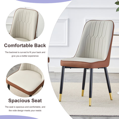 Modern Extendable Round Wood MDF Dining Table Set with 4 PU Cushioned Armless Chairs, Wood Brown, Seats 4, Perfect for Kitchen &amp; Dining Room Gatherings