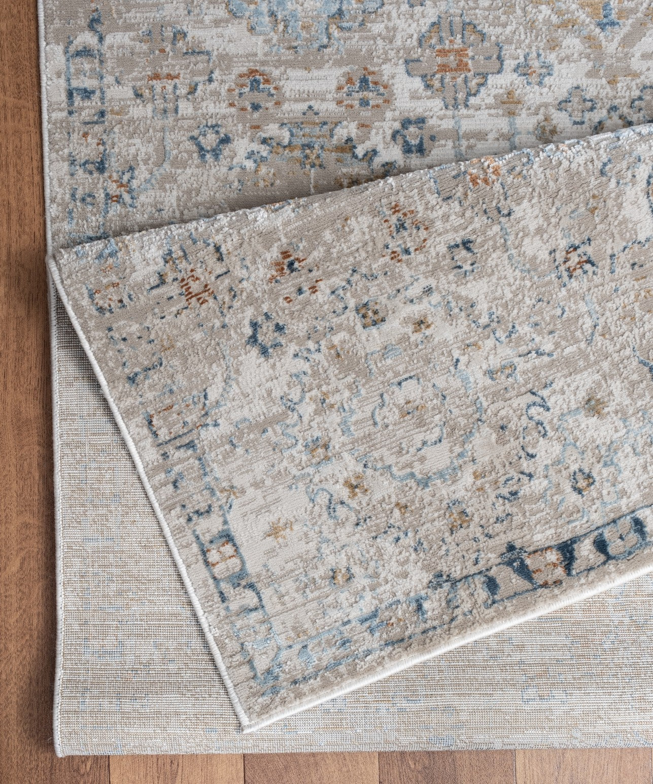 Noble GC_GEN7006 Ivory 2x3 ft Area Rug - Durable Polyester, Low Pile, Stain Resistant Accent Mat for Entryways, Hallways, High Traffic Areas. Made in Turkey